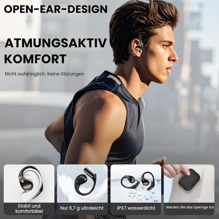 Open Ear Kopfhörer Bluetooth 6.0, 2026 Kopfhörer Kabellos Bluetooth HiFi Stereo mit HD Mic, 40H Spie
