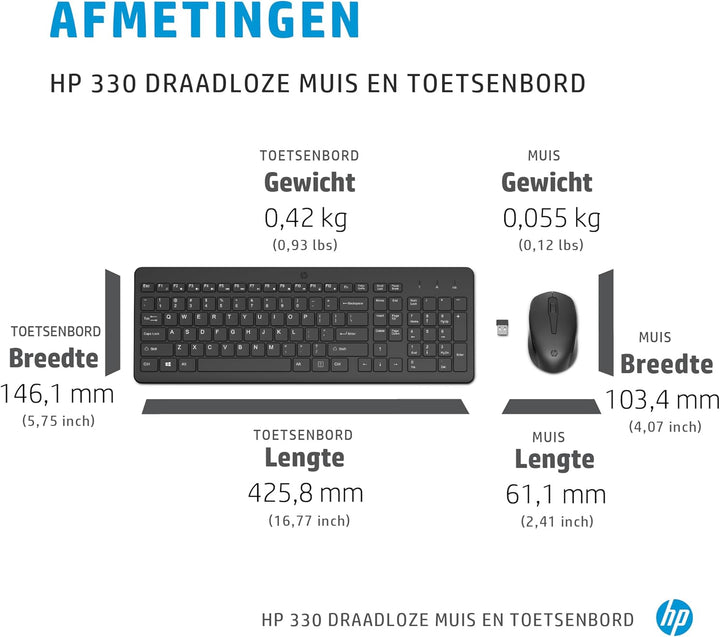HP 330・(2V9E6AA#ABB)・Tastatur-und-Maus-Set・kabellos・2.4