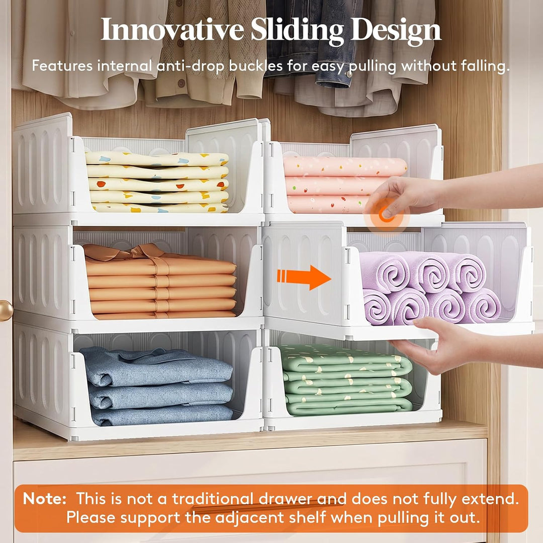 Lifewit 8er Set Stapelbare Kleiderschrank Organizer, Ausziehbar Kunststoff Ordnungssystem für Schran