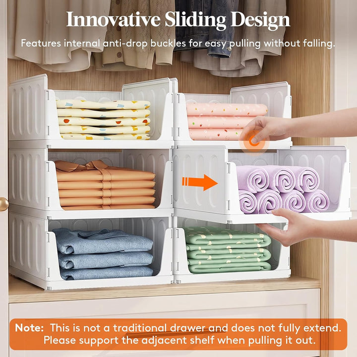 Lifewit 8er Set Stapelbare Kleiderschrank Organizer, Ausziehbar Kunststoff Ordnungssystem für Schran