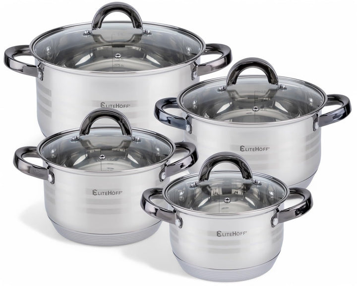 EliteHoff Topfset Induktion, Kochtopf Set mit Glasdeckel, 7-lagiger Edelstahl Topf und Pfannenset mi