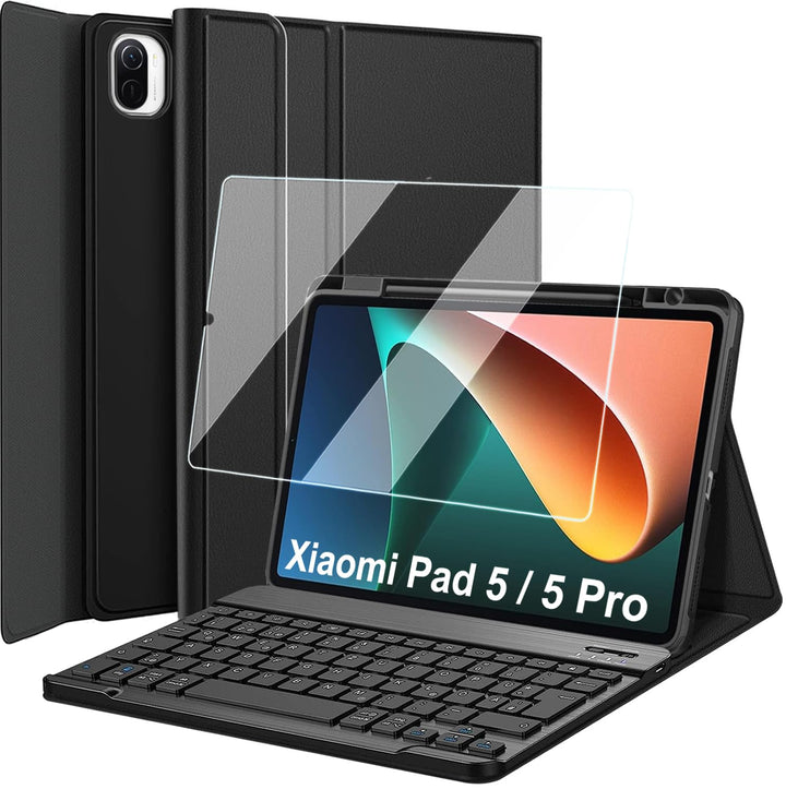 Tastatur Hülle mit Schutzfolie für Xiaomi Pad 5/5 Pro 11 Zoll 2021 Tablet, Hülle mit Stifthalter, Sl