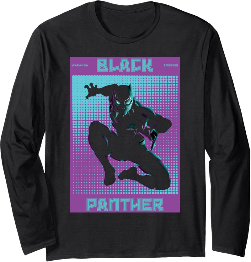 Marvel Black Panther Halftone Pop Art Poster Langarmshirt