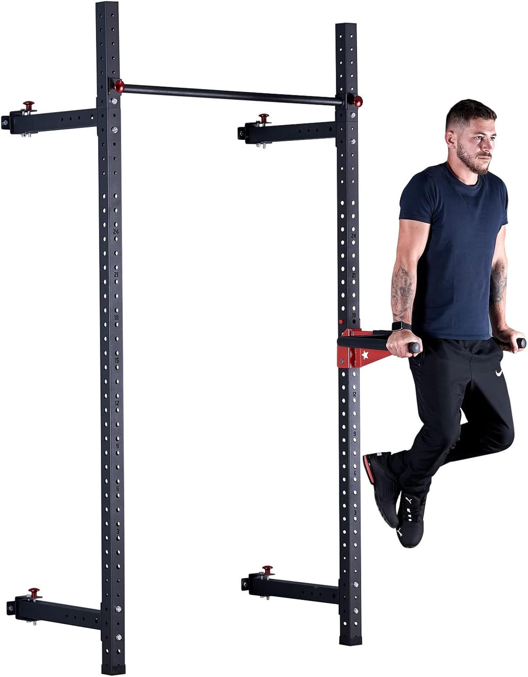 Train Hard Wand Rack Wandbefestigter Power Rack mit Klimmzugstange, 350 kg belastbar, optional mit Z
