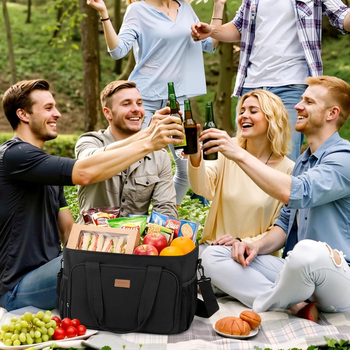 Lifewit Kühltasche klein, Isolierte Cooler Bag, Lunchtasche 32L 48 Dosen Schwarz 32L, Schwarz 32L
