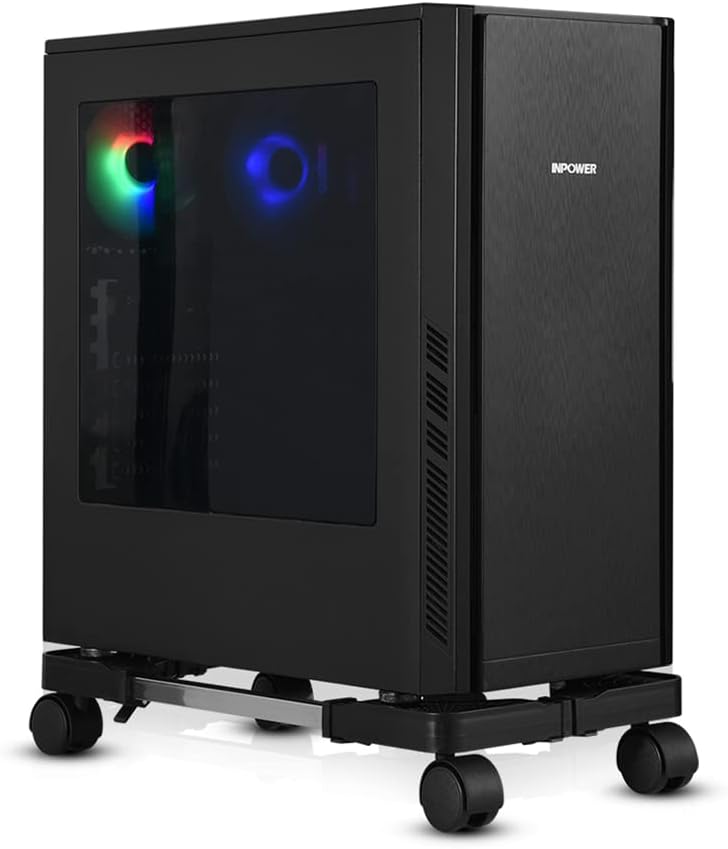 CPU-Ständer Mobiler Desktop Tower Computer Bodenständer Rollen Verstellbare Breite Universal Schwarz