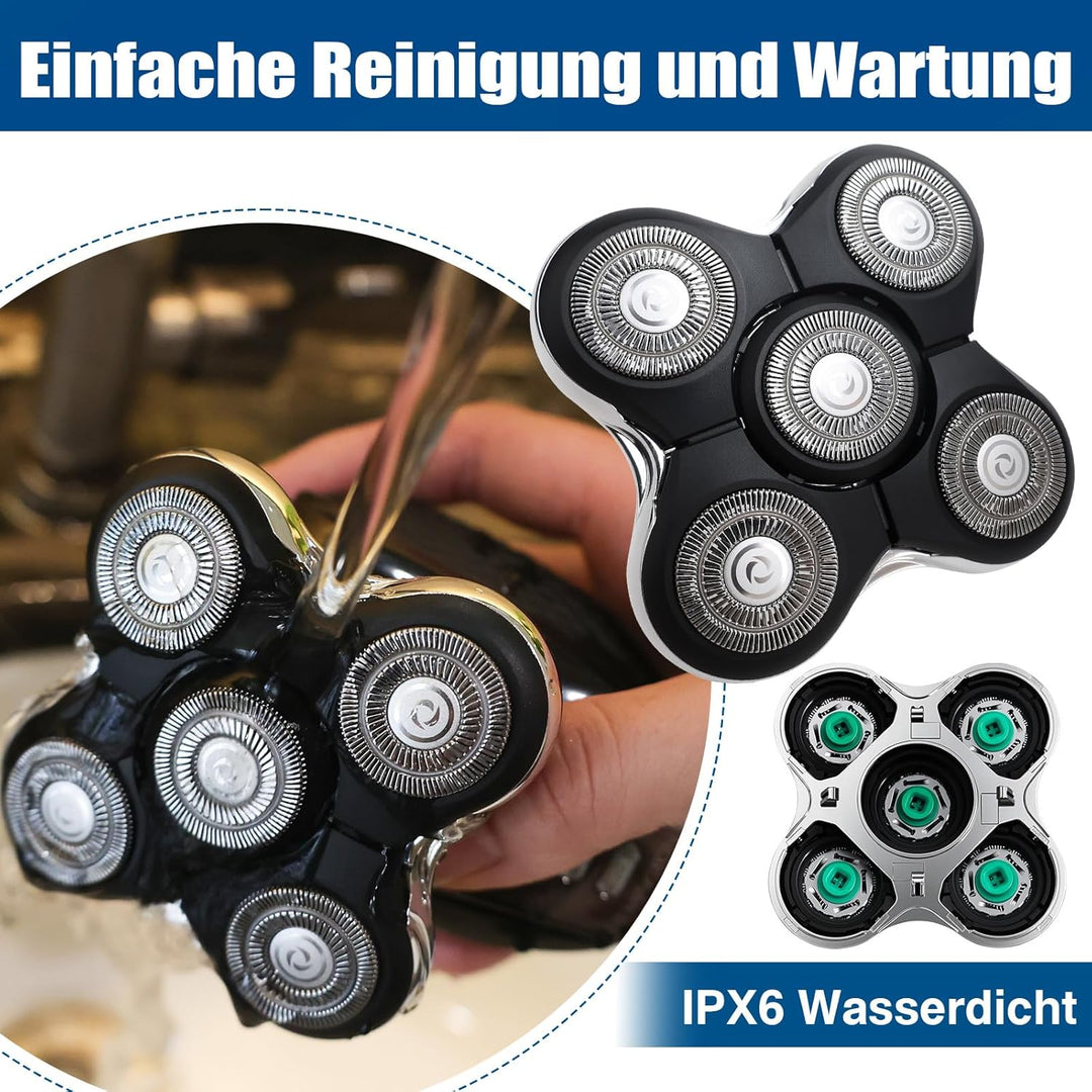 RX5 Ersatzkopf für Balder Pro Rasierer – Kompatibel mit XR7000/XR1500/XR1501, Glatzen Rasierer Herre
