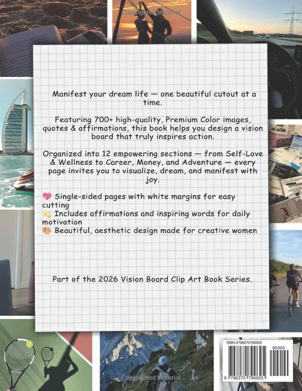 The Ultimate Vision Board Clip Art Book for Women: 700+ Empowering Premium Pictures, Words, Quotes &