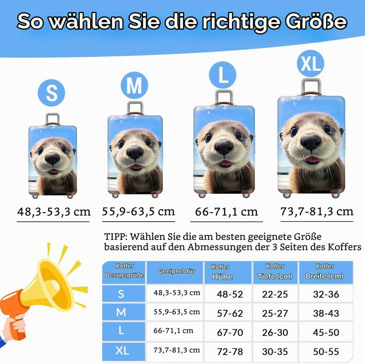 FANSU Elastisch Kofferhülle Kofferschutzhülle, 3D Wasser Otter Druck Kofferüberzug Schutzhülle mit R
