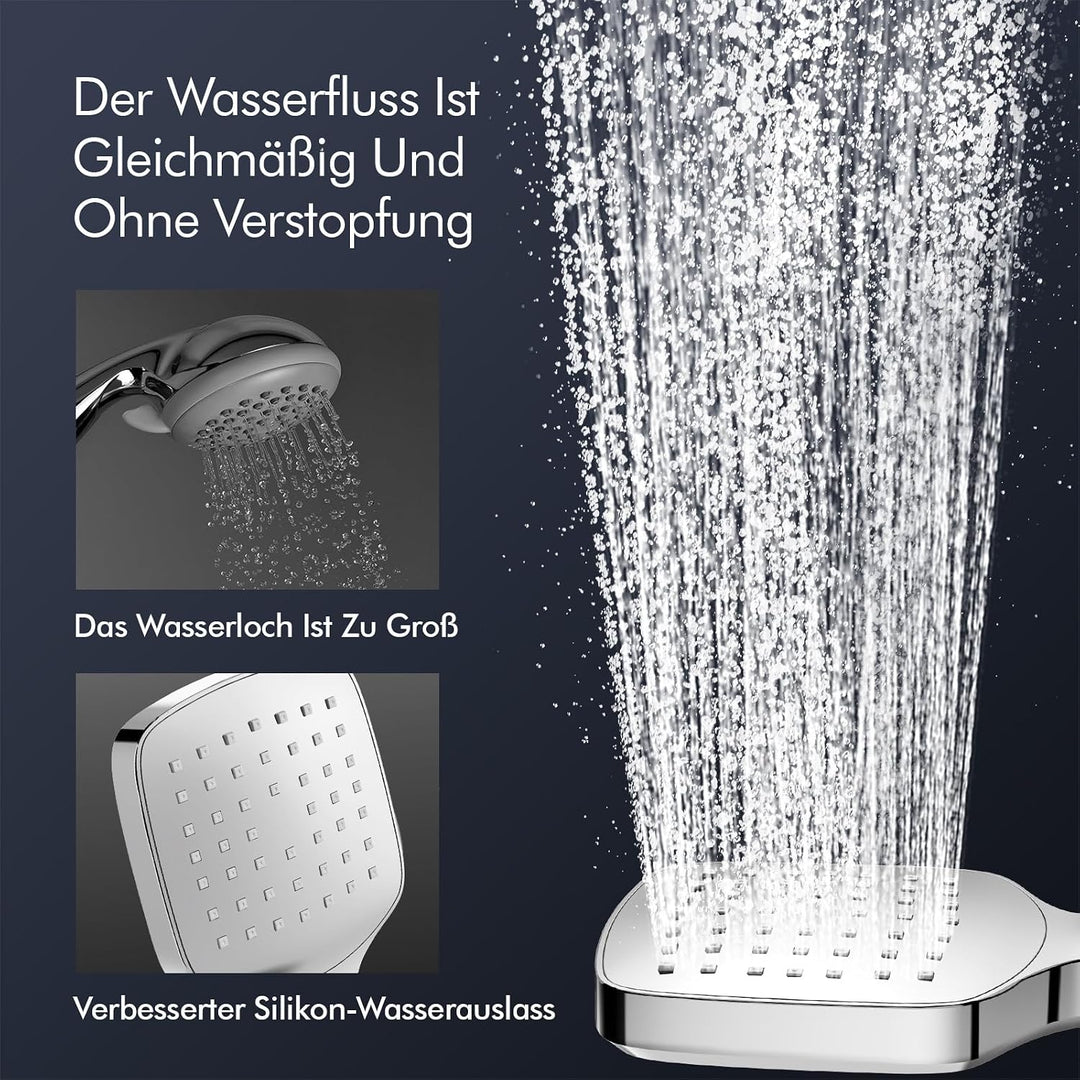 HOMELODY Duschsystem mit Thermostat & Duschablage Chrom - Duscharmatur Komplettset mit Handbrause &