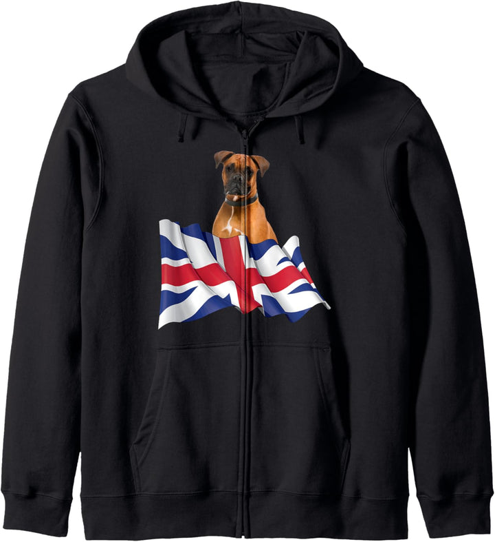 Union Jack Flag Dog Boxer Kapuzenjacke