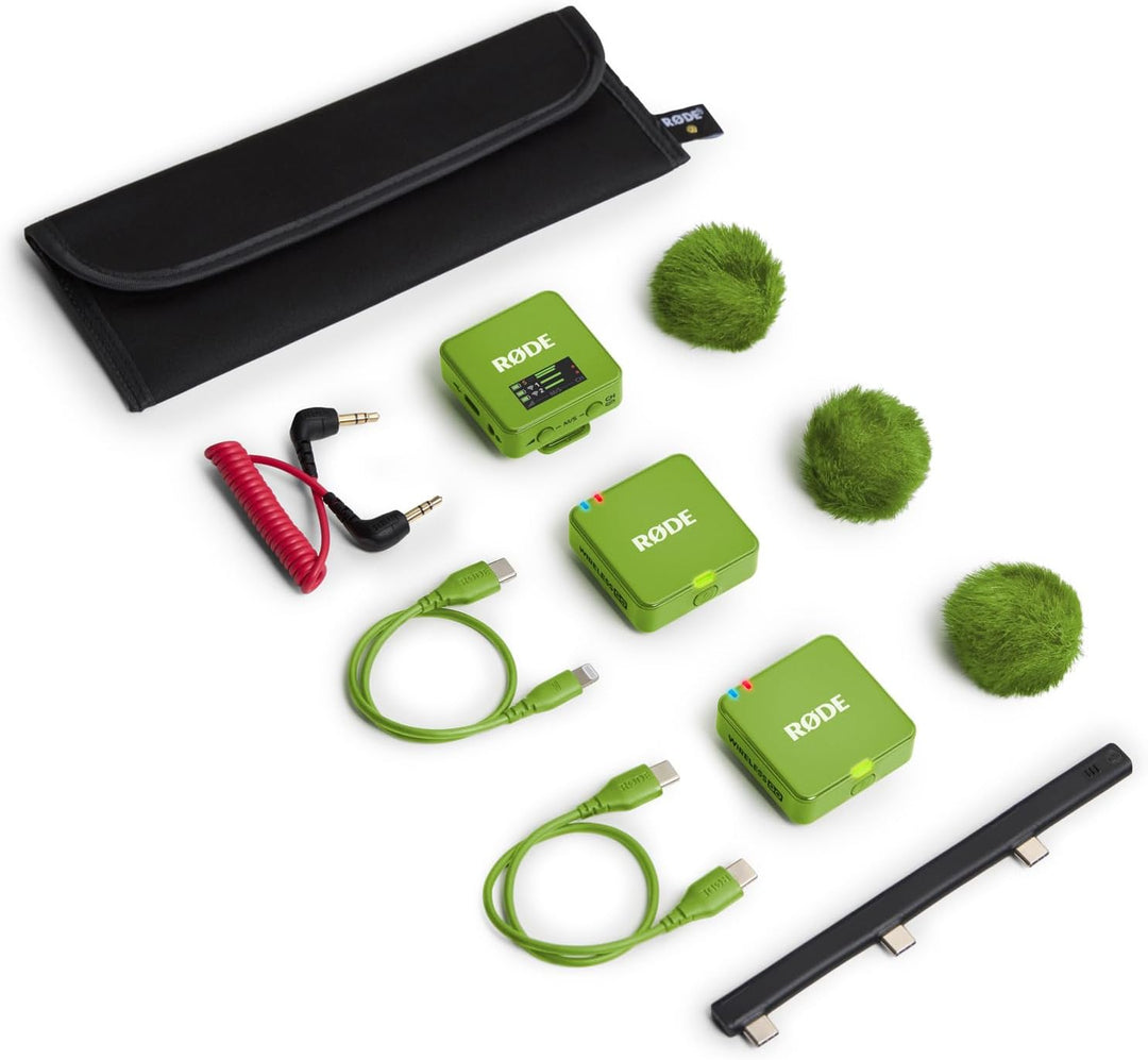 Rode Wireless GO Gen 3 Drahtloses 2-Kanal Mikrofon-Funksystem Grün mit keepdrum Mikrofasertuch, Grün