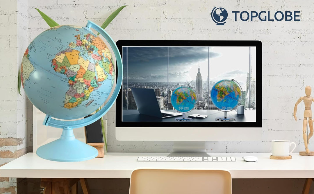 TOPGLOBE 30cm Schülerglobus - Karte auf Deutsch - Globus Bildung Drehbarer - Pädagogische/geografisc