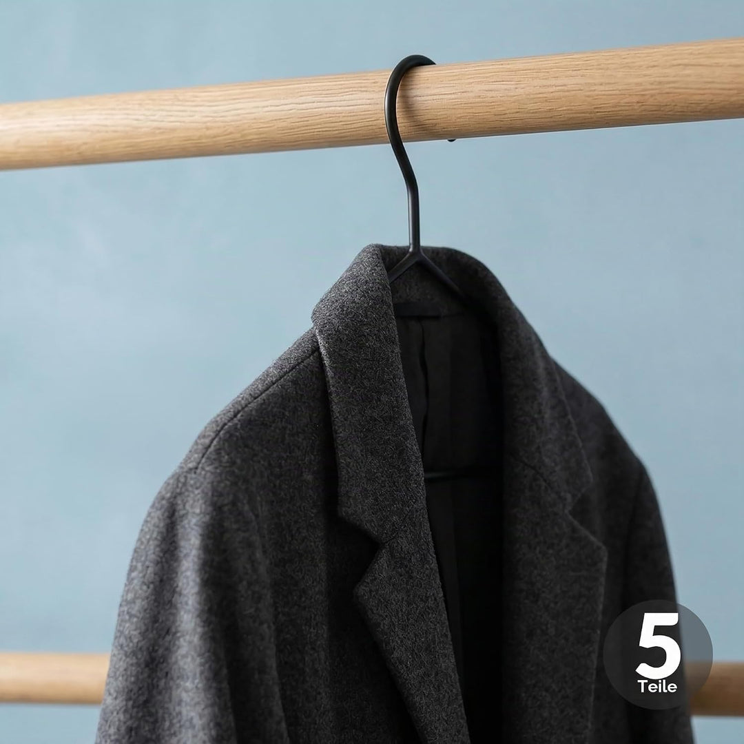 Hangerworld 5 Extra Starke Metall Kleiderbügel 45cm Schwarz Ideal für schwere Kleidung 45 cm, 45 cm