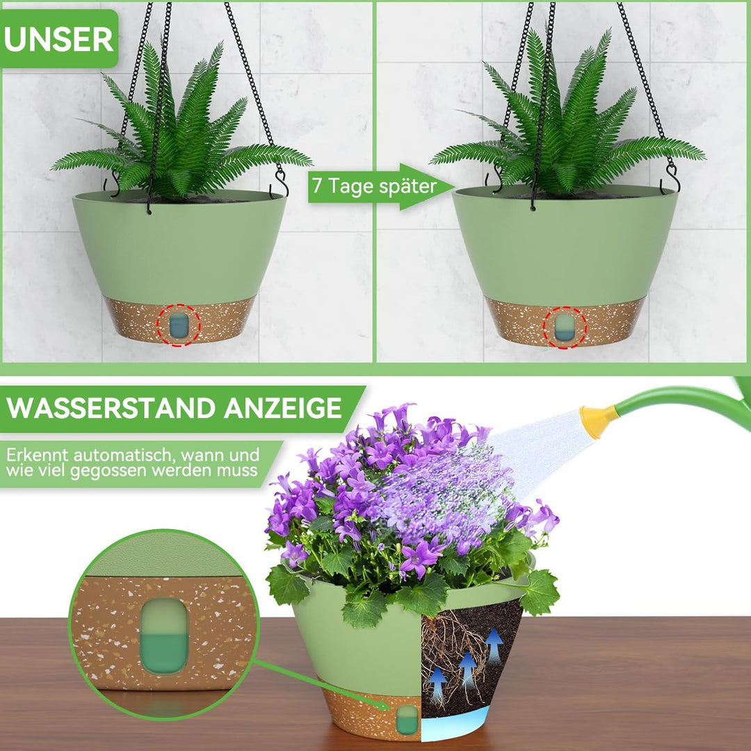 ZMTECH Blumenampel, 2er-Set Φ20cm Hängende Blumentöpfe Zum Aufhängen, Kunststoff Hängetopf mit Unter
