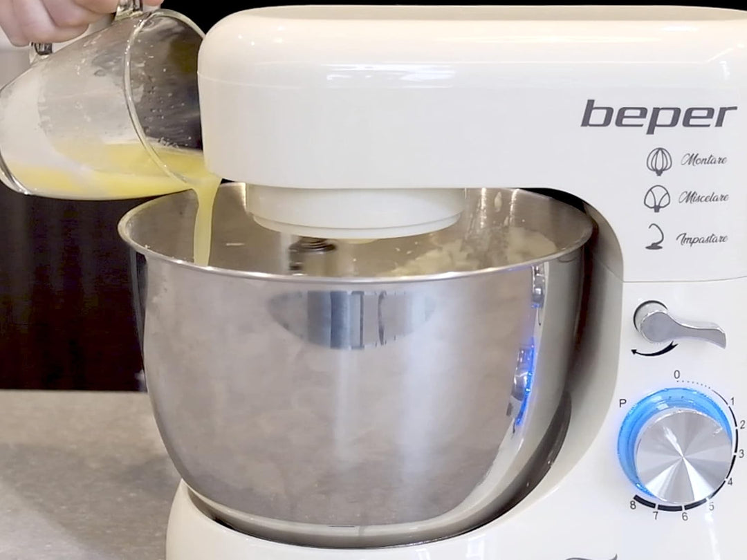 BEPER BP.200 Knetmaschine für Planeten, Leistung 1000 W, Behälter aus Edelstahl mit 4,5 l Fassungsve