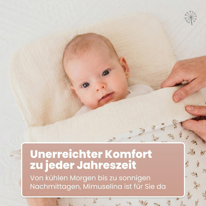 MIMUSELINA Fusssack Babyschale | Ganzjährige Einschlagdecke Winter/Sommer mit Herausnehmbarem Futter