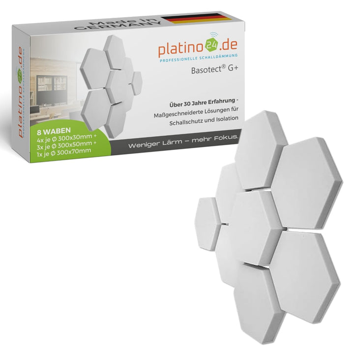 platino24 Schallabsorber aus Basotec G+ I 3D Wand-Paneele I 8 Waben aus Basotec G+ I Akustikplatten