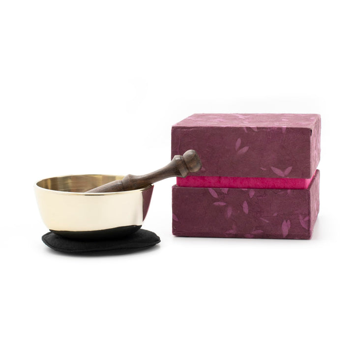 Gegossene Klangschale ca. 150g mit Geschenkbox, magenta