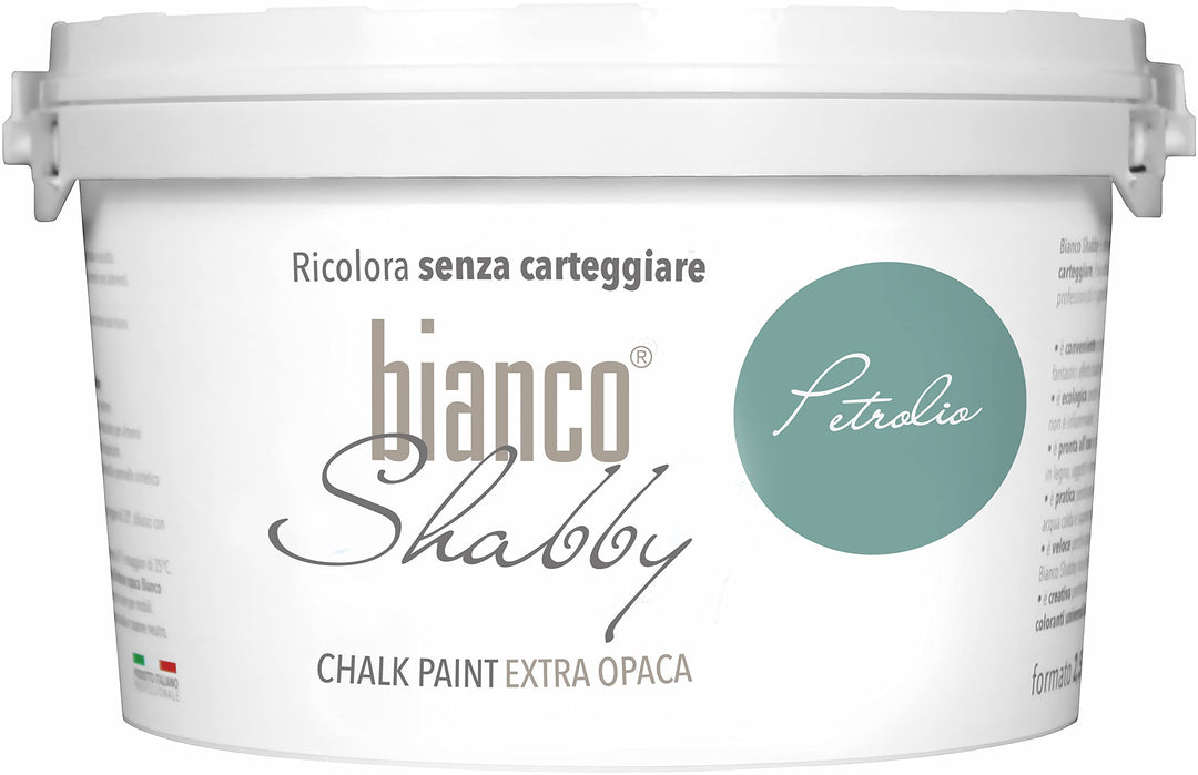 bianco Shabby® Petrolio Kreidefarbe Wasserbasis für Alle Oberflächen einfach zu verarbeiten ohne sch