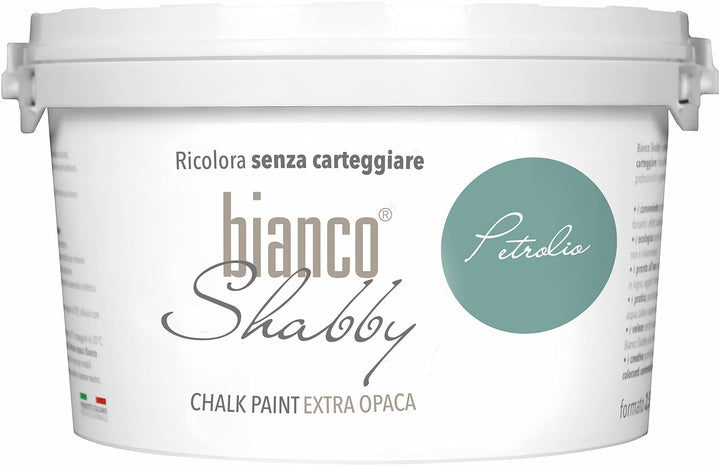 bianco Shabby® Petrolio Kreidefarbe Wasserbasis für Alle Oberflächen einfach zu verarbeiten ohne sch