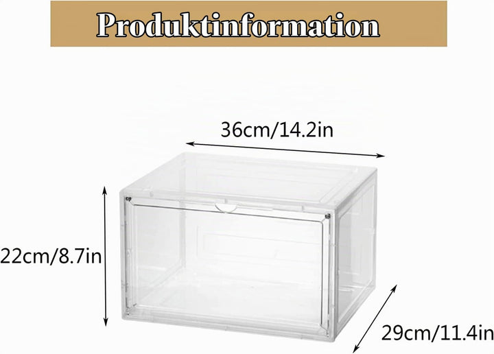 Schuhbox, Transparente Stapelbare Schuh Boxen, Faltbar Durchsichtige Schuhboxen Schuhschrank Aufbewa