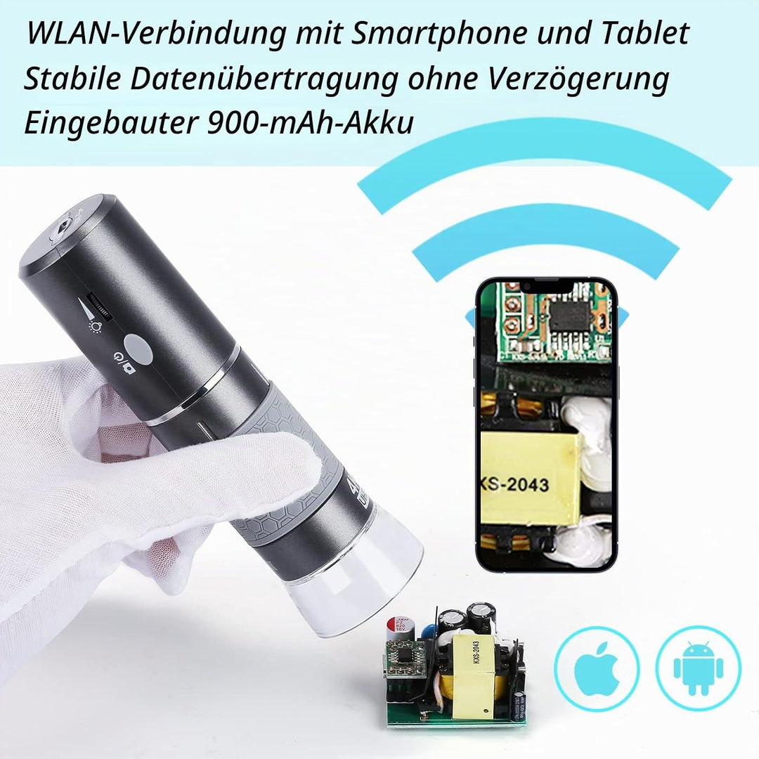 Cainda HD 8MP 3840x2160P WiFi Digitale Mikroskopkamera für iPhone Android Phone und Windows Mac PC,