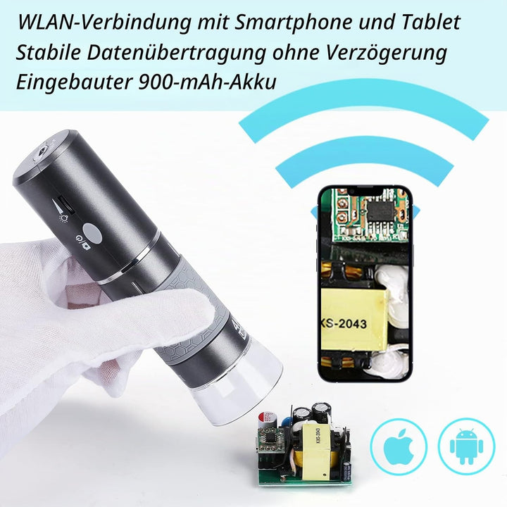 Cainda HD 8MP 3840x2160P WiFi Digitale Mikroskopkamera für iPhone Android Phone und Windows Mac PC,