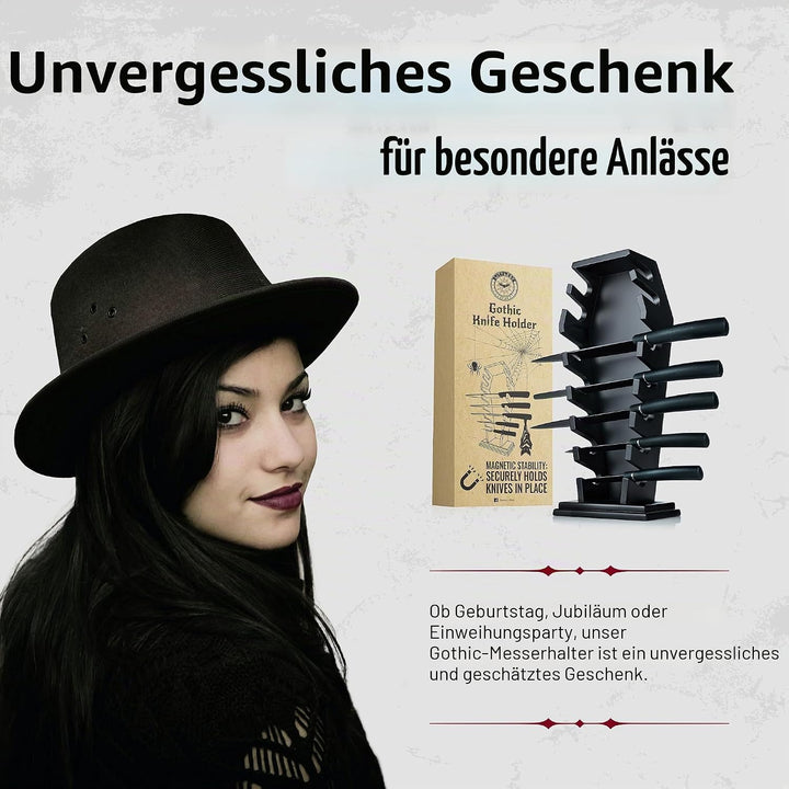 Sarg-Messerhalter Mit 14 Magneten für 7 Messer - Gothic-Küchendekoration und -Zubehör, Halloween-Mes
