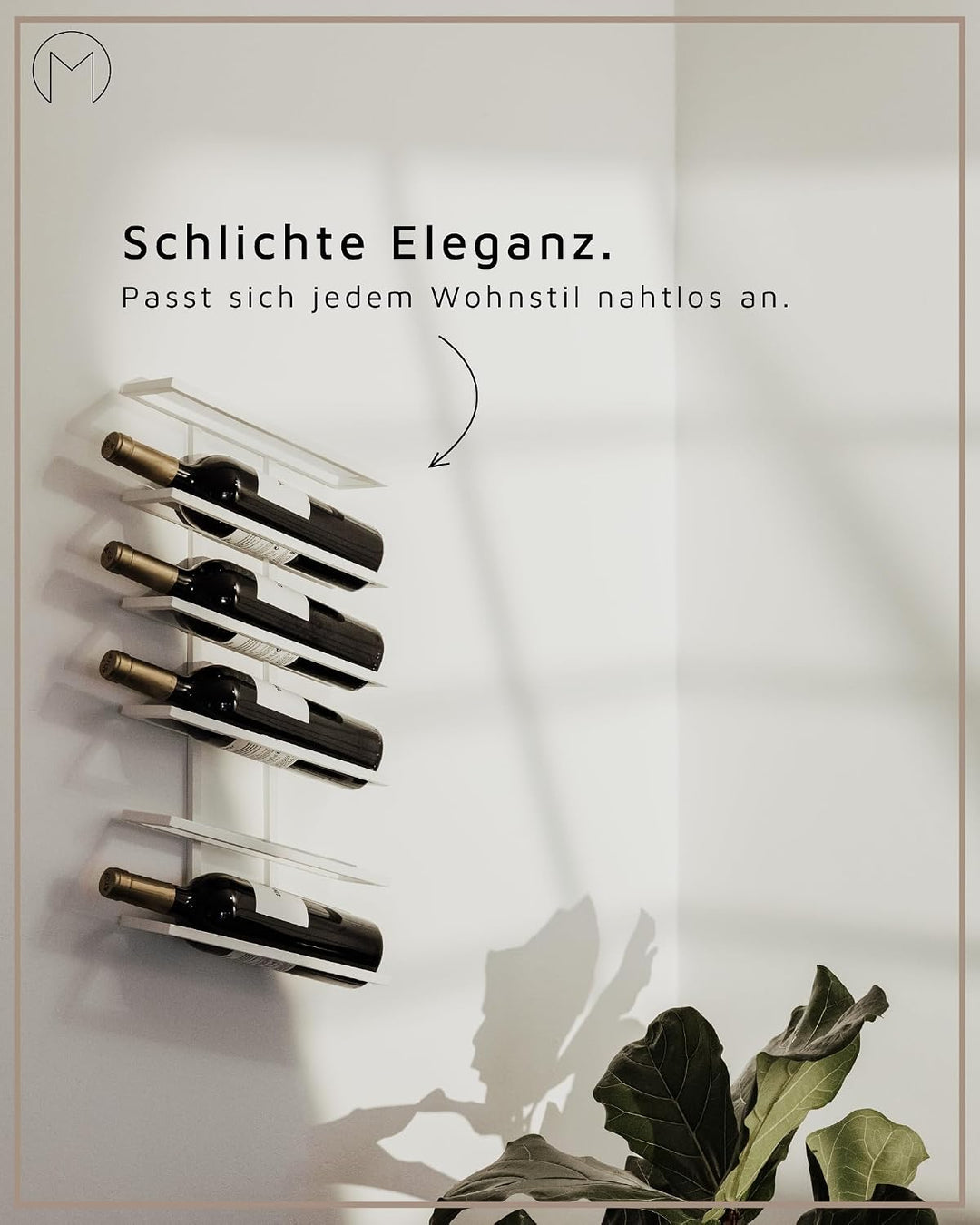 Metallbude Weinregal VINIA - Schwarz - Minimalistisches Weinregal aus Metall mit Wandmontage - 6 Fla