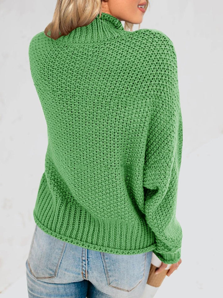 Saodimallsu Damen Pullover Rollkragen Oversized Fledermaus Langarm Sweatshirt Lose Grobstrick Casual