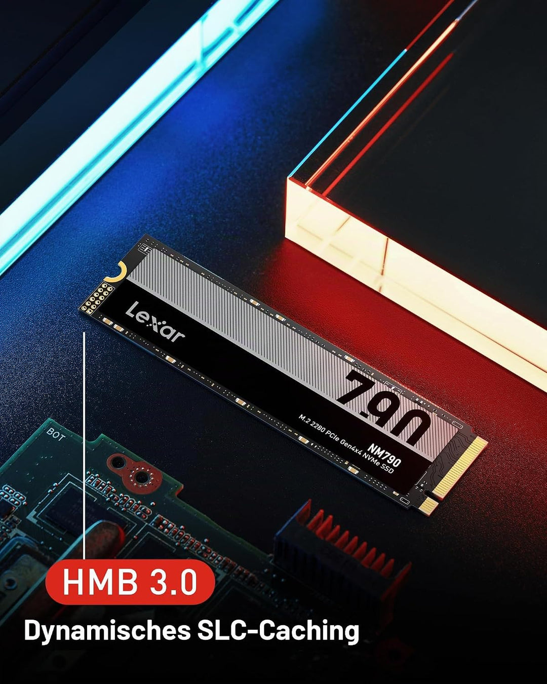 Lexar NM790 1TB Interne SSD, M.2 2280 PCIe Gen4x4 NVMe 1.4 , Bis zu 7400MB/s Lesen, 6500MB/s Schreib