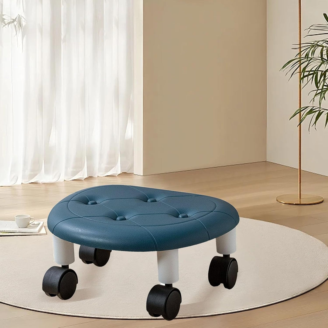 Niedriger Rollhocker, 33,5 x 15 x 26 cm 360° Drehbar Flexible Sitzfläche mit Rollen Rollhocker Stuhl