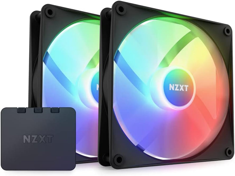 NZXT F140 RGB Core Doppelpackung – 2 × 140 mm nabenmontierte RGB-Lüfter mit RGB-Steuerung – 8 einzel
