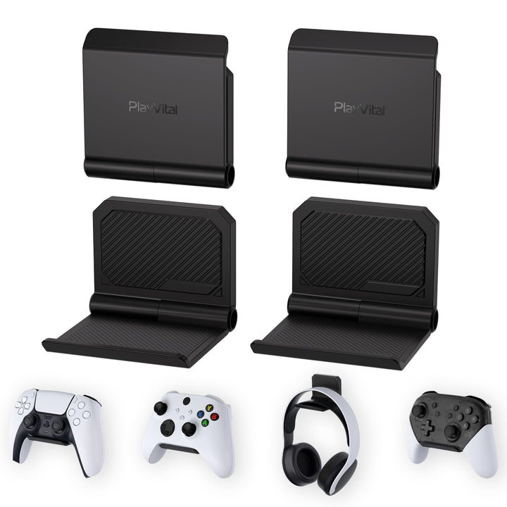playvital FOLD Wandhalterung Controller für PS5/4,Gaming Kopfhörer Ständer,Faltbarer Wandständer für