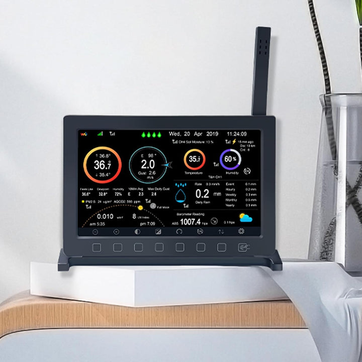 ECOWITT Konsole HP2560 für Wetterstation, TFT-Farbdisplay für Innenbereich mit Touch-Button, ein Zub
