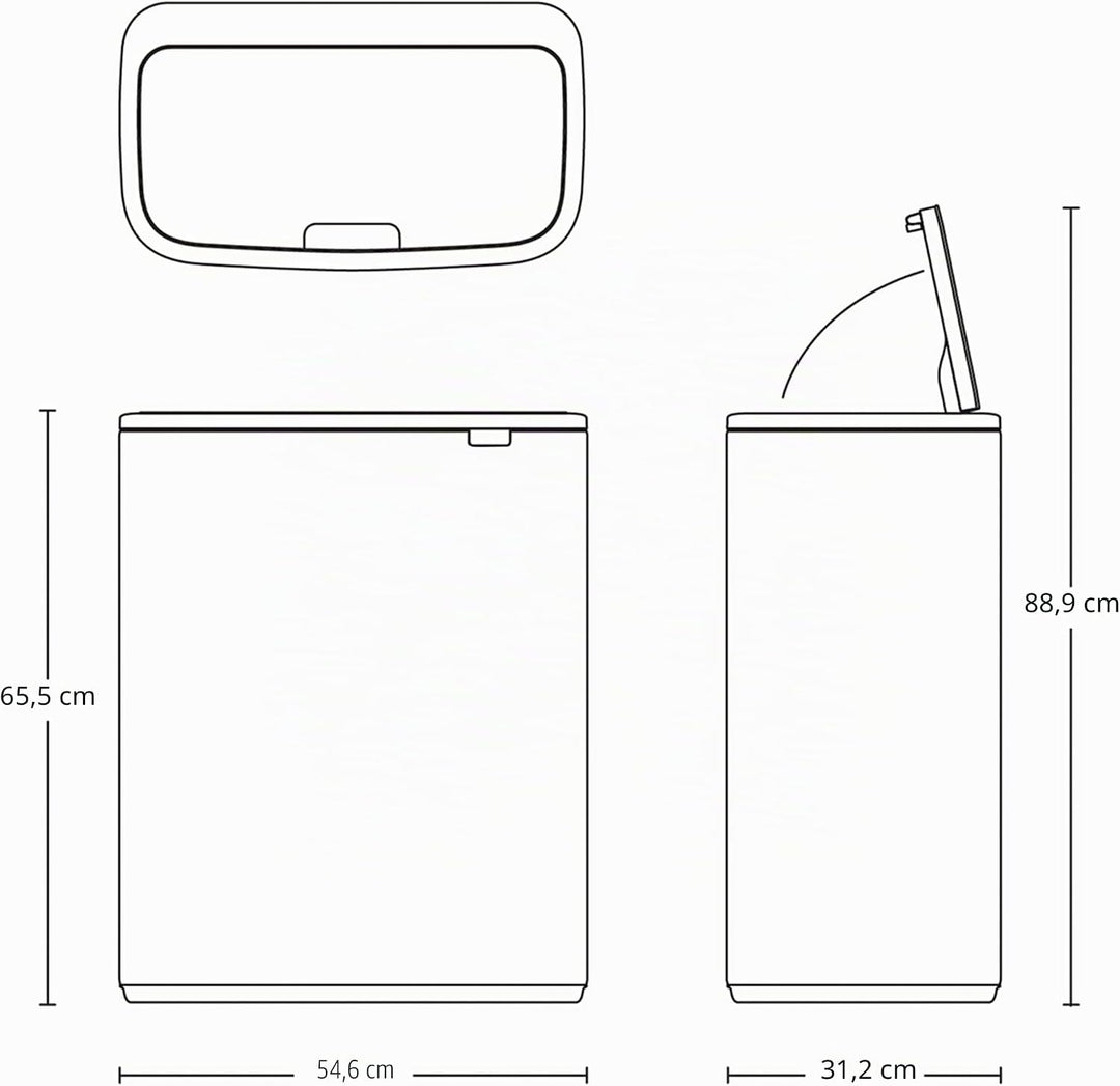 Brabantia 223129 Bo Touch Abfalleimer, mit 1 x 60-Liter-Inneneimer (Mineralbeton-Grau), Abfall- / Re