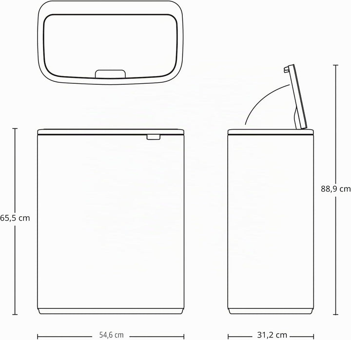 Brabantia 223129 Bo Touch Abfalleimer, mit 1 x 60-Liter-Inneneimer (Mineralbeton-Grau), Abfall- / Re