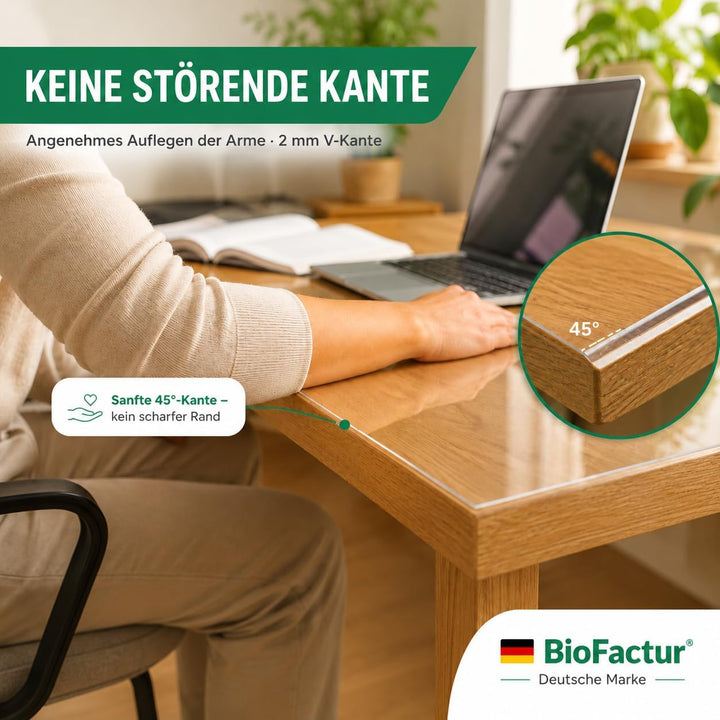 BioFactur Tischfolie transparent nach mass | glasklar durchsichtige tischdecke | 2 mm tischschutz tr