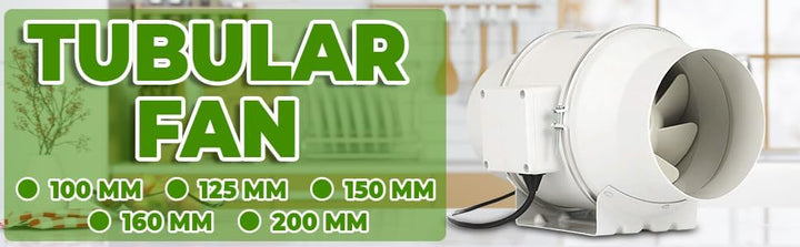 Rohrventilator Lüfter Badlüfter 100 mm - 2-stufig mit Schalter, Kugellager, Fuss & Kabel - IP44 Schu