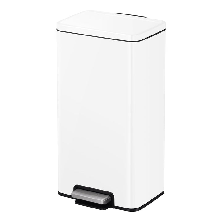 EKO Madison Küchenmülleimer, 30 l, mit Pedal und Soft-Close-Deckel, Weiss, Edelstahl, Anti-Fingerabd