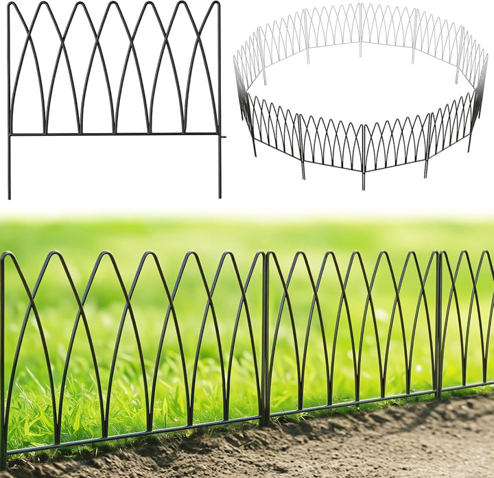 Thealyn Dekorative Metall Gartenzaun 45cm (H) x 2.25m (L) Metall Grenze Folding Fence No Dig Fence L