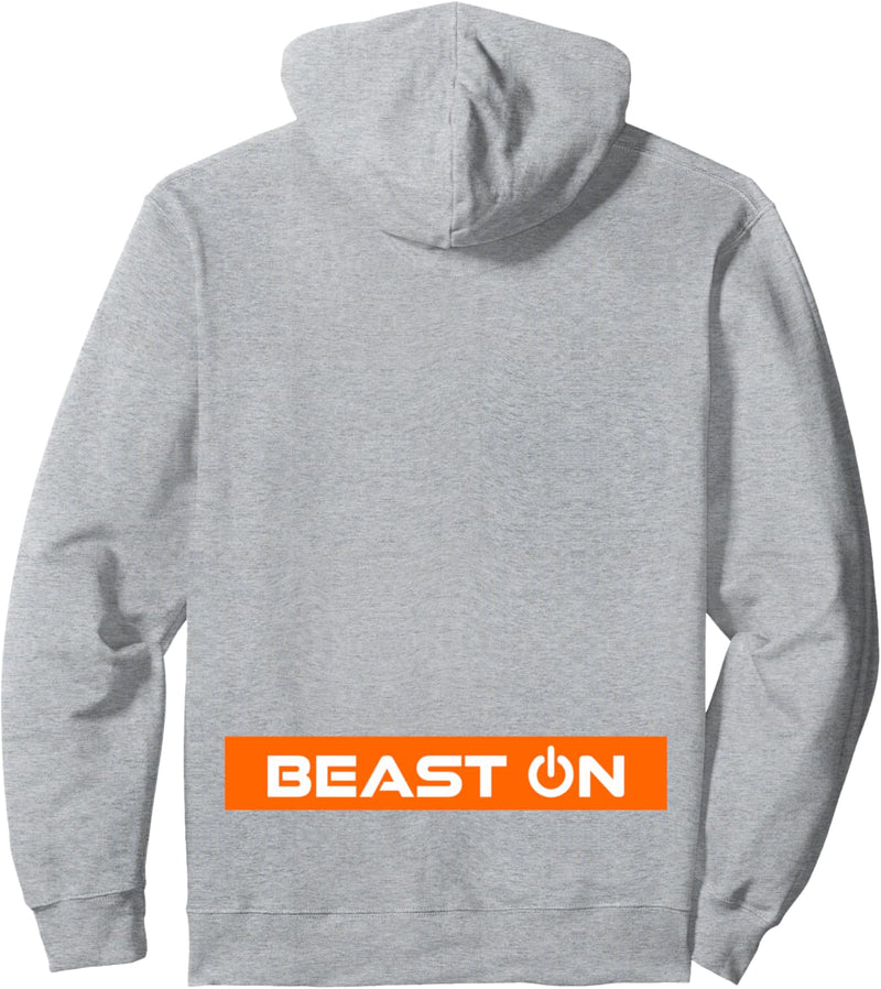 Beast ON Rücken Motiv Fitness Gym Motivation orange Farbe Pullover Hoodie