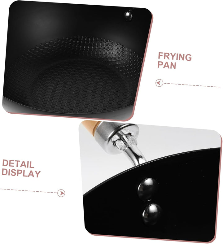 MAGICLULU Kleiner Schmiedeeiserner Wokpfanne 24cm ohne Beschichtung für Induktionsherd Hitzebeständi