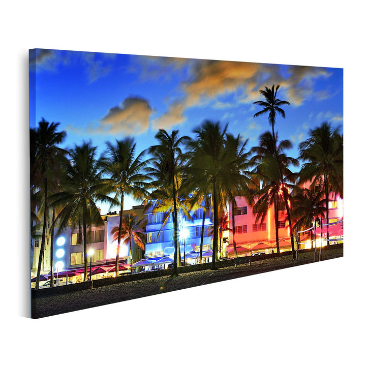 islandburner Bild auf Leinwand Miami Beach Floride Usa Hotels Restaurants Sunset Ocean Drive Bilder