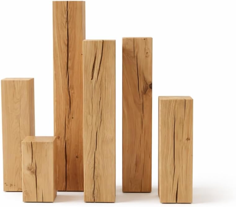 ms factory Holzblock Eiche Massiv - Handgefertigter Holzklotz - Rustikale Holzsäule - Beistelltisch