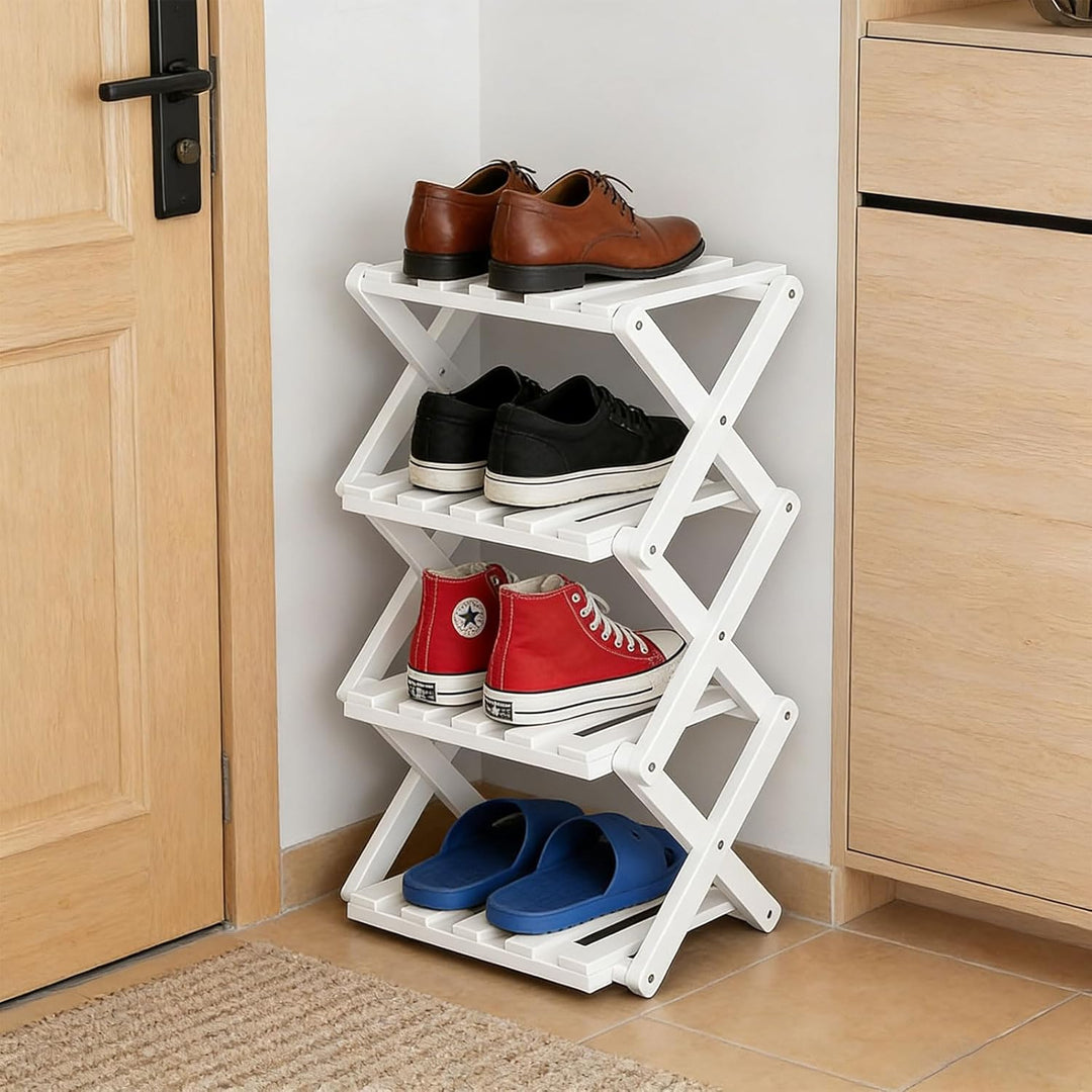Faltbare Schuhregal, Bambus Kleines Schuhregal Vertikales Schuhregal Freistehendes Regal für Korrido