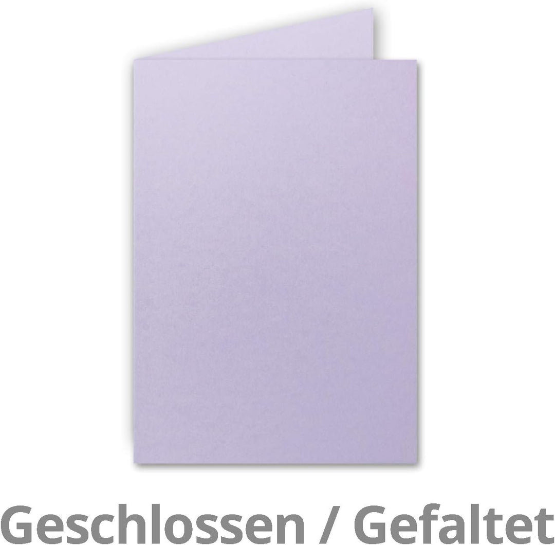 75x Faltkarten Set DIN A6/C6 mit Brief-Umschlägen in Lila - inklusive Einleger - 14,8 x 10,5 cm - Pr