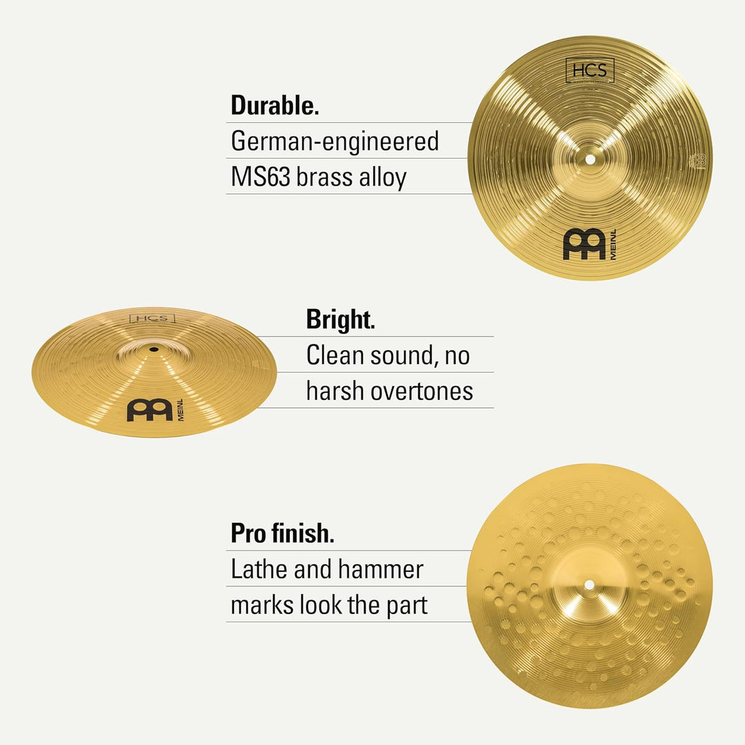 Meinl Cymbals HCS Hihat 13 Zoll (Video) Schlagzeug Becken – Paar – (33,02cm) Messing, Traditionelles