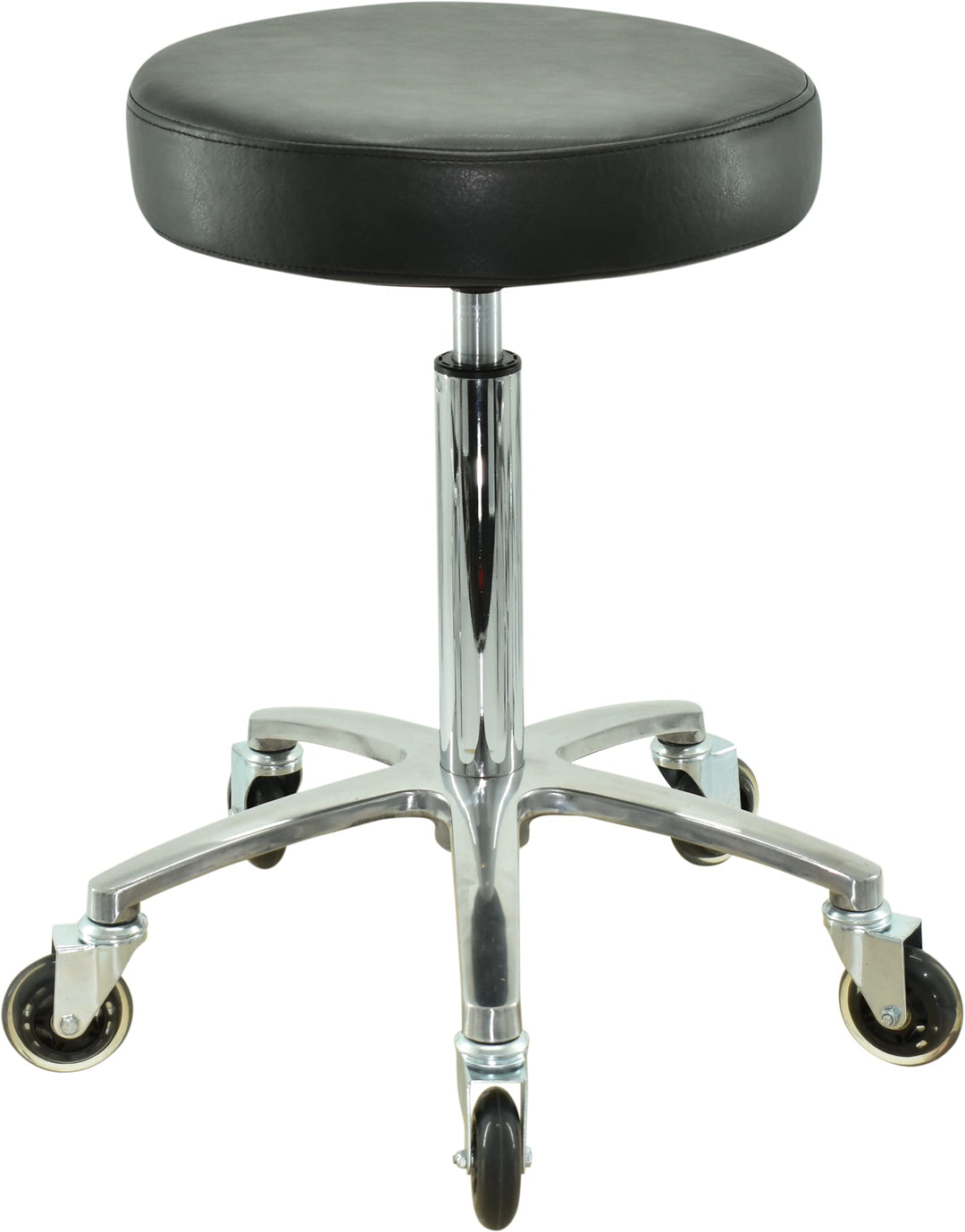 Premium Rollhocker höhenverstellbar von 55 bis 75 cm - Rundsitz - Drehhocker Arbeitshocker Praxishoc